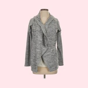Athleta Womens Gray Space Dye Marled Draped Open Front Cardigan Wrap XS